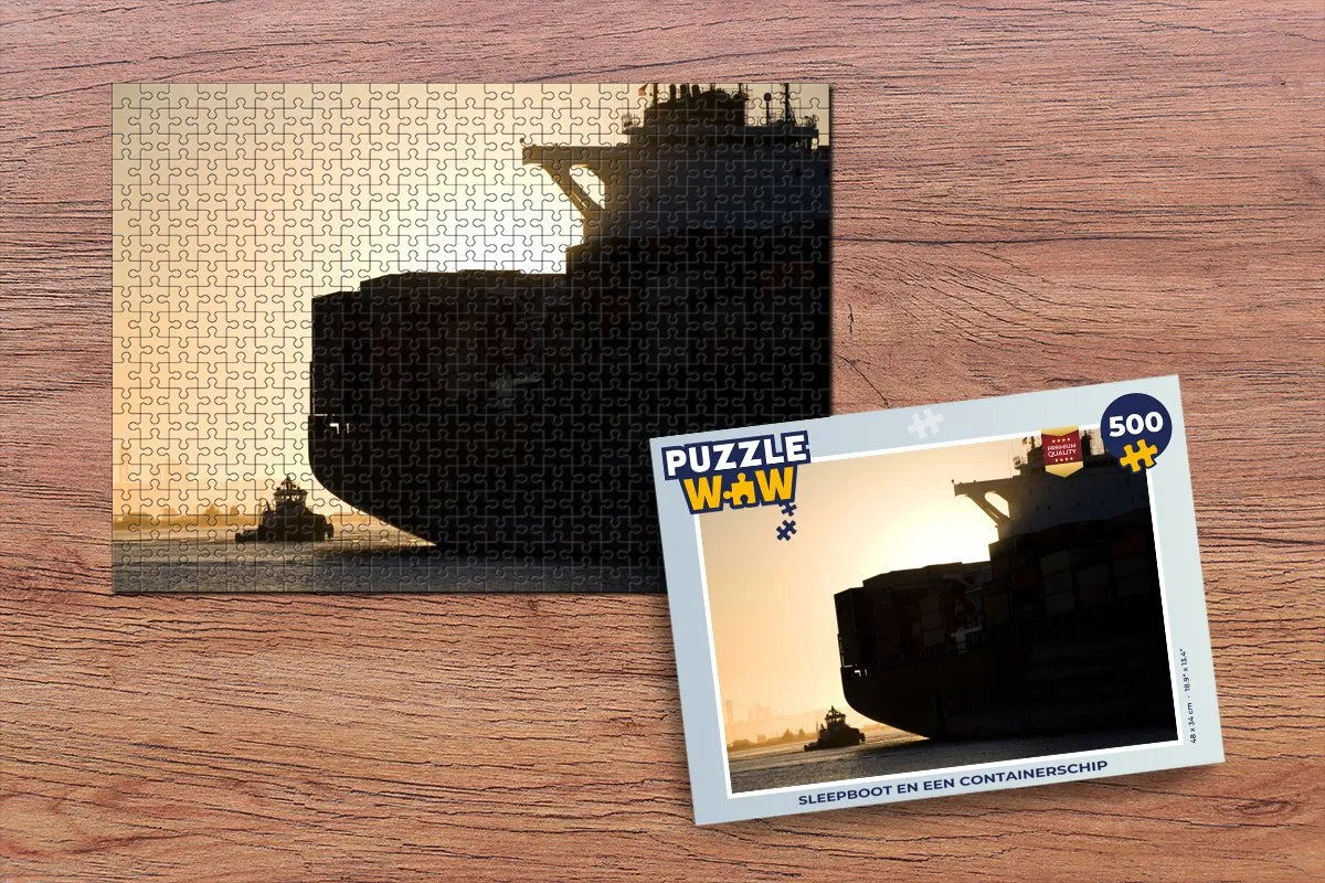 PuzzleWow Sleepboot & Containerschip Legpuzzel 500 Stuks - Multicolor