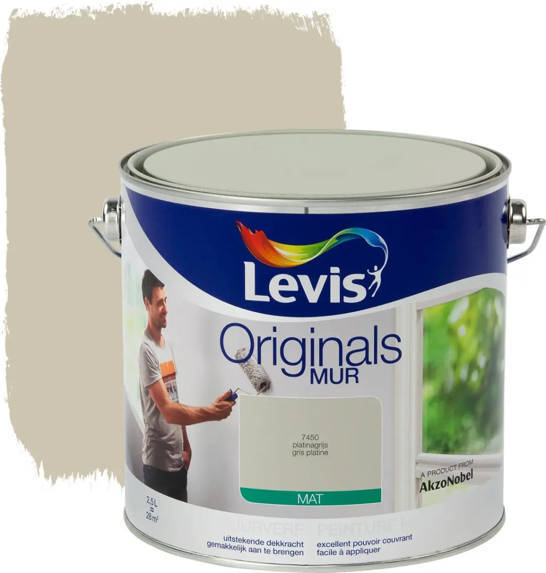 Muurverf Originals mat 2,5l platinagrijs