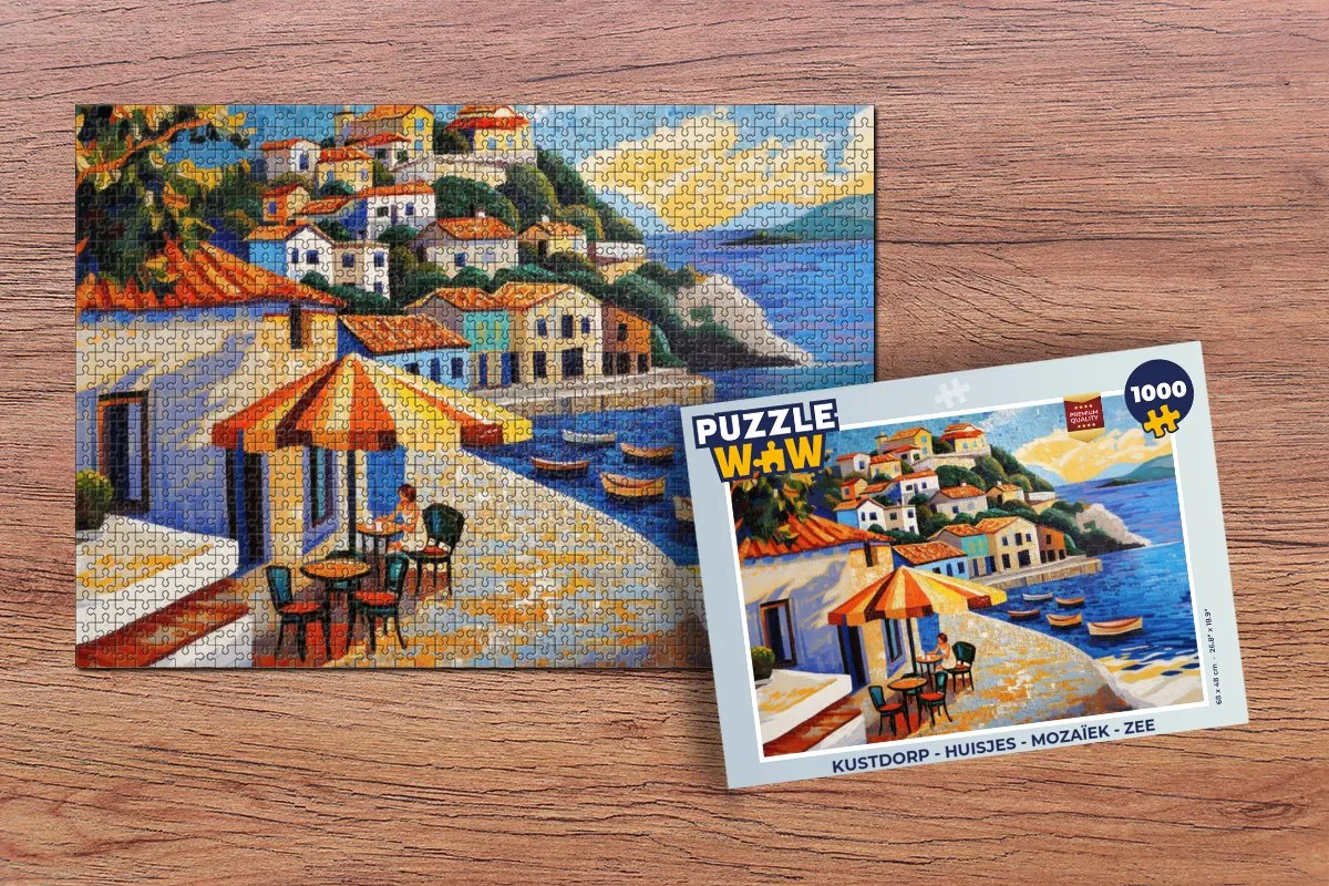 PuzzleWow Kustdorp Mozaïek Legpuzzel 1000 Stuks - Zee