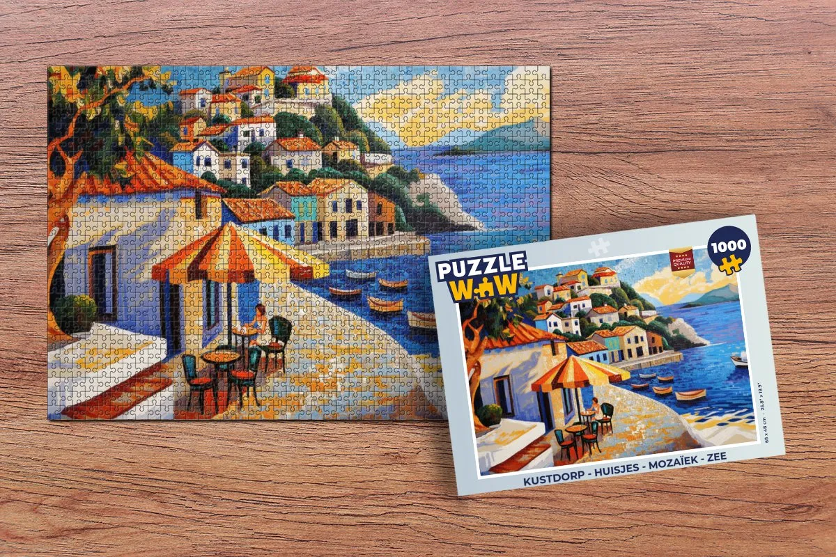 PuzzleWow Kustdorp Mozaïek Legpuzzel 1000 Stuks - Zee