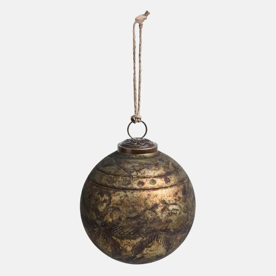 Loberon Kerstbal Goldenblist Antiekbrons - 6 Stuks Ø10cm - afbeelding 2 van 4