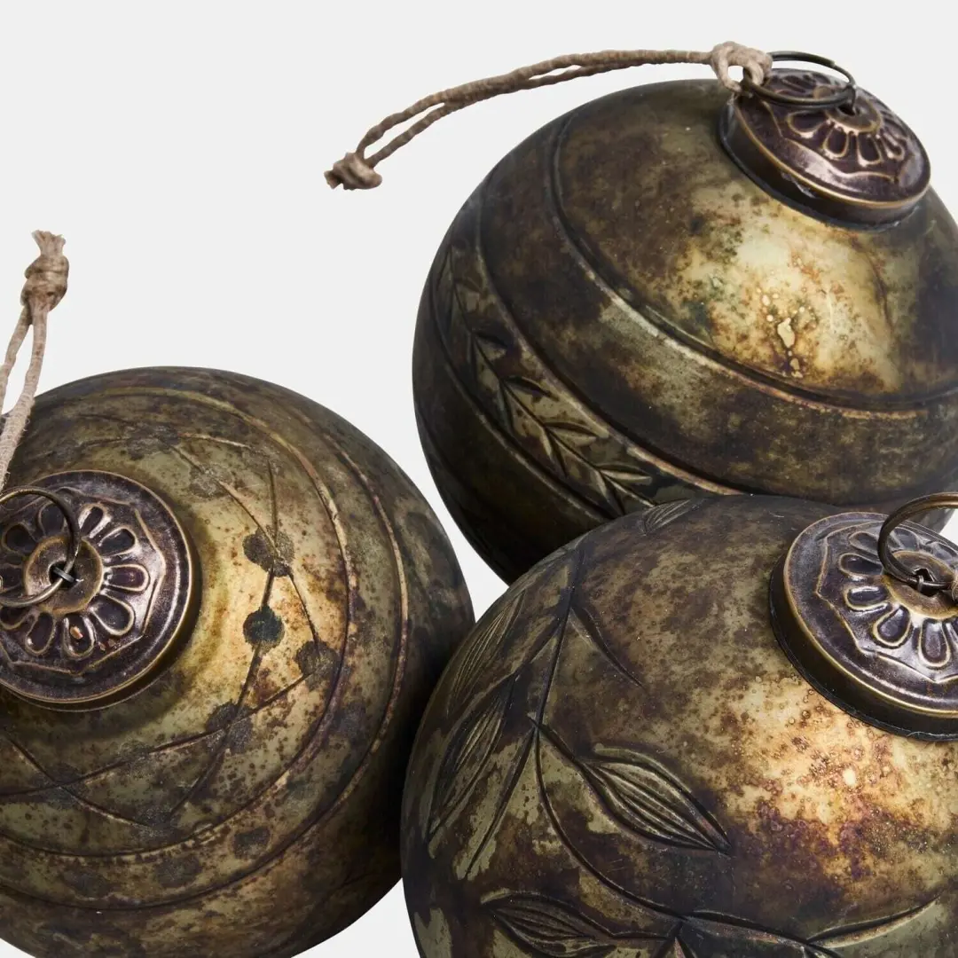 Loberon Kerstbal Goldenblist Antiekbrons - 6 Stuks Ø10cm - afbeelding 4 van 4
