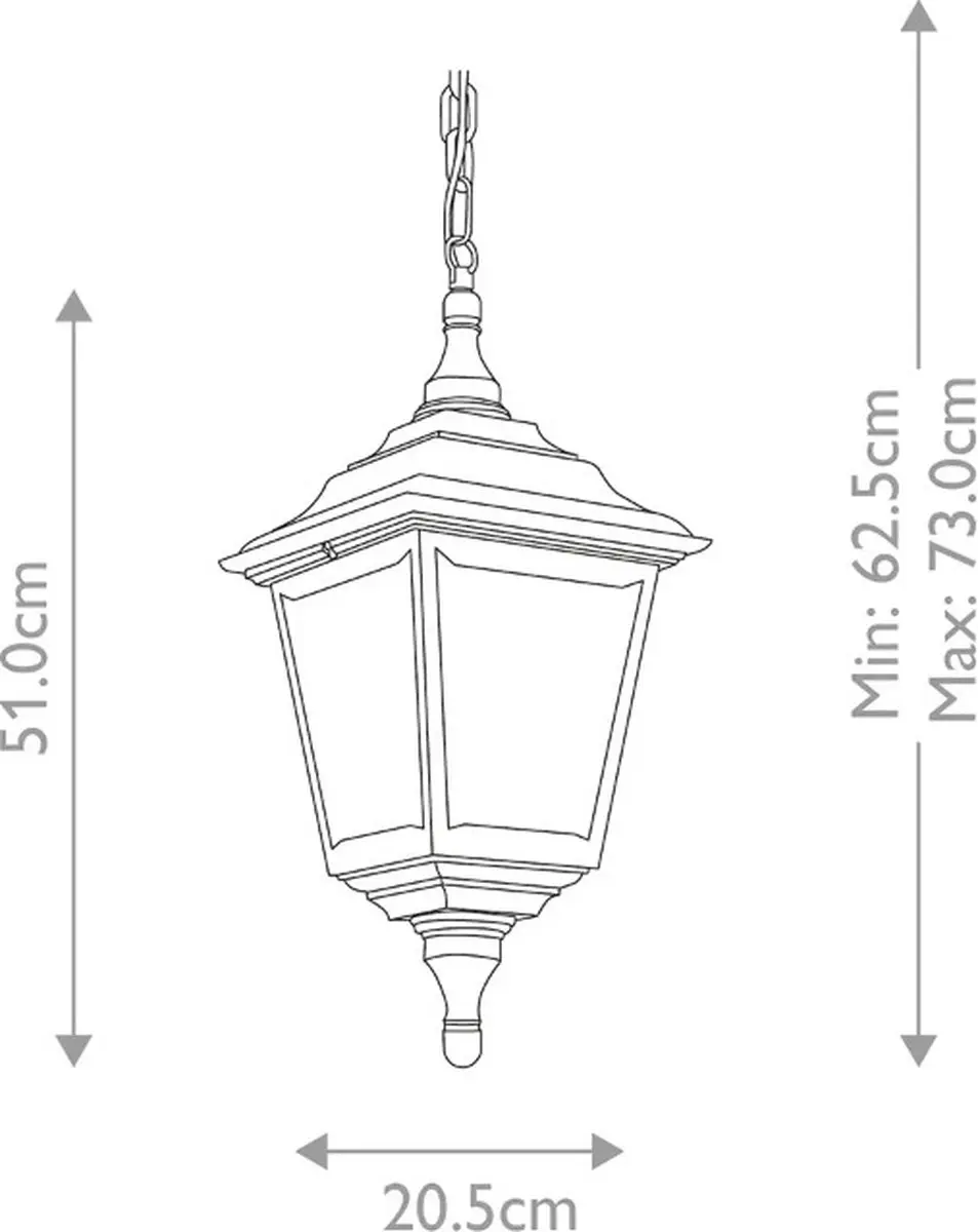 Elstead Lighting Kerry LED Buiten Hanglamp E27 - 60W - IP44 - Dimbaar - Zwart - afbeelding 3 van 5