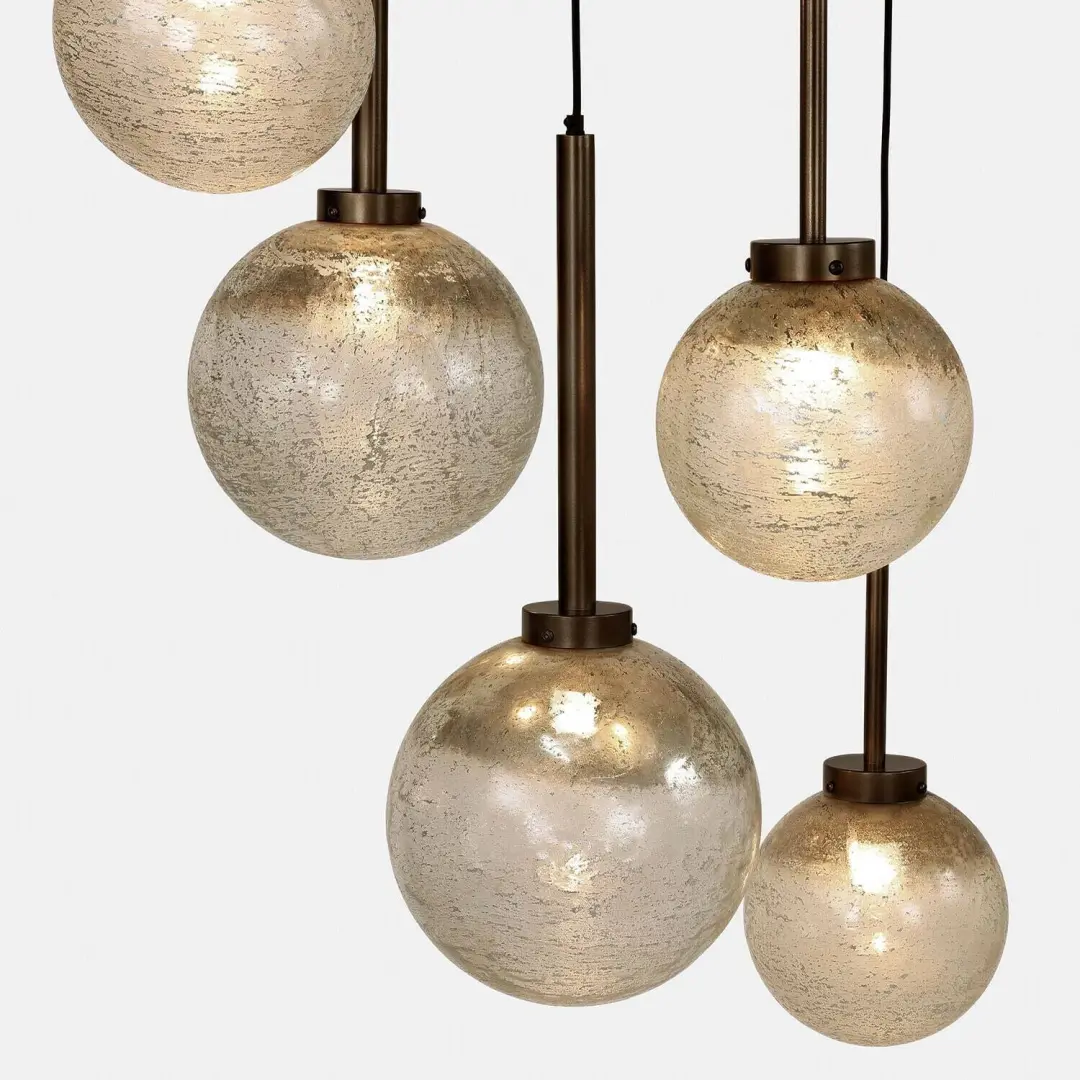 Loberon Norellis Hanglamp - Ø71cm - Antiksilber/Messing - afbeelding 5 van 6