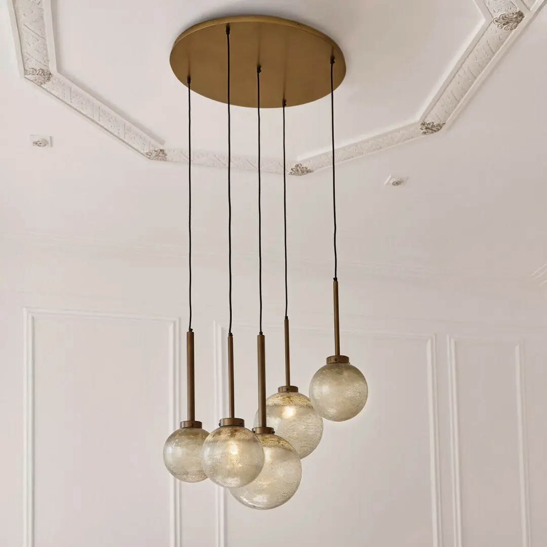 Loberon Norellis Hanglamp - Ø71cm - Antiksilber/Messing - afbeelding 3 van 6
