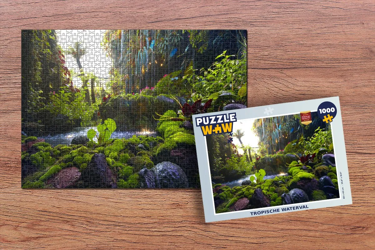 PuzzleWow Tropische Waterval Legpuzzel 1000 Stuks - Multicolor