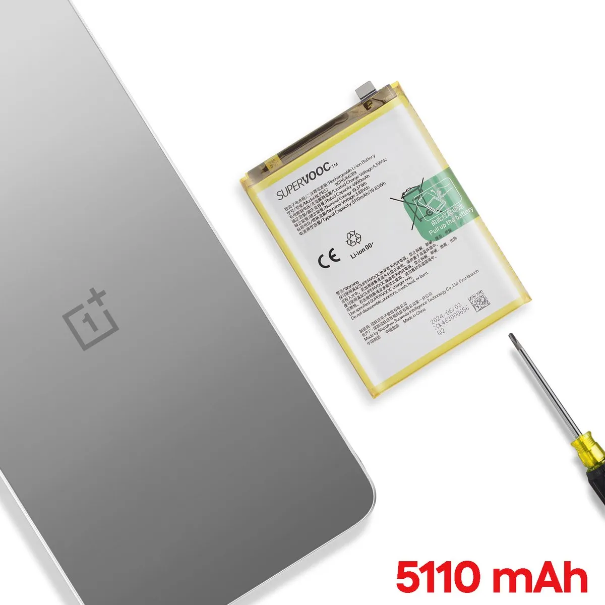 OnePlus Nord CE4 Lite 5G BLPB37 Interne Batterij - 5110mAh - Wit