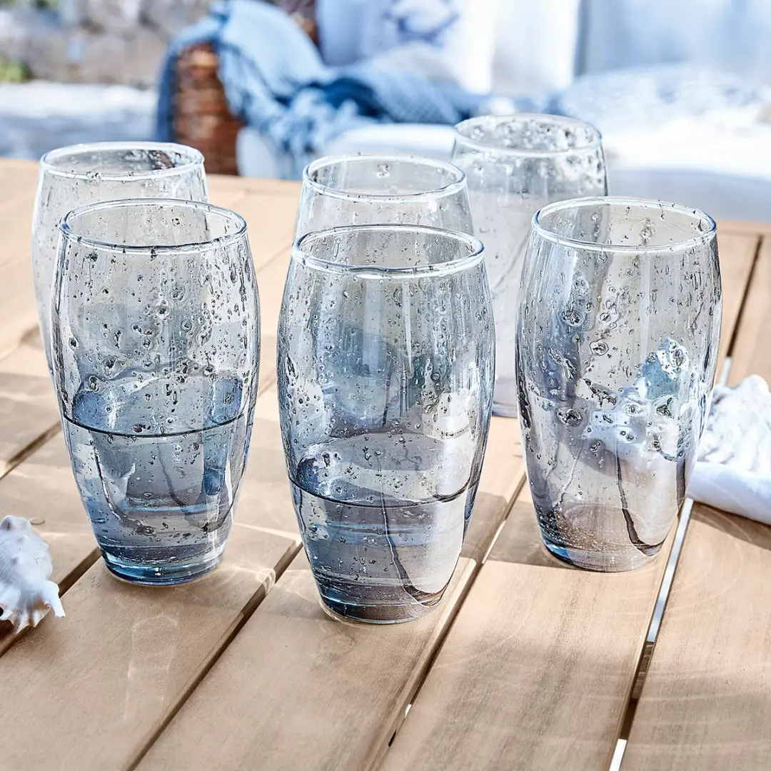 Loberon Kampala Glas Set - 6 Stuks Blauw/Grijs - afbeelding 5 van 6
