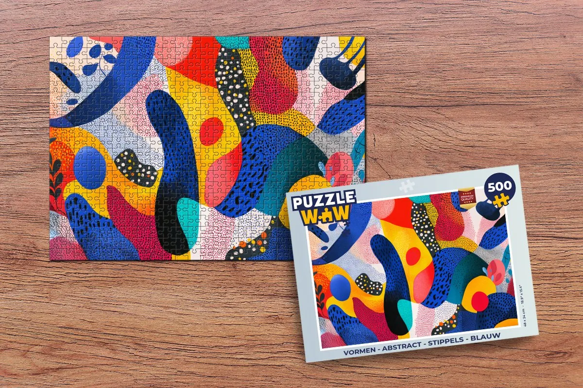 PuzzleWow Abstract Stippels Legpuzzel 500 Stuks - Blauw