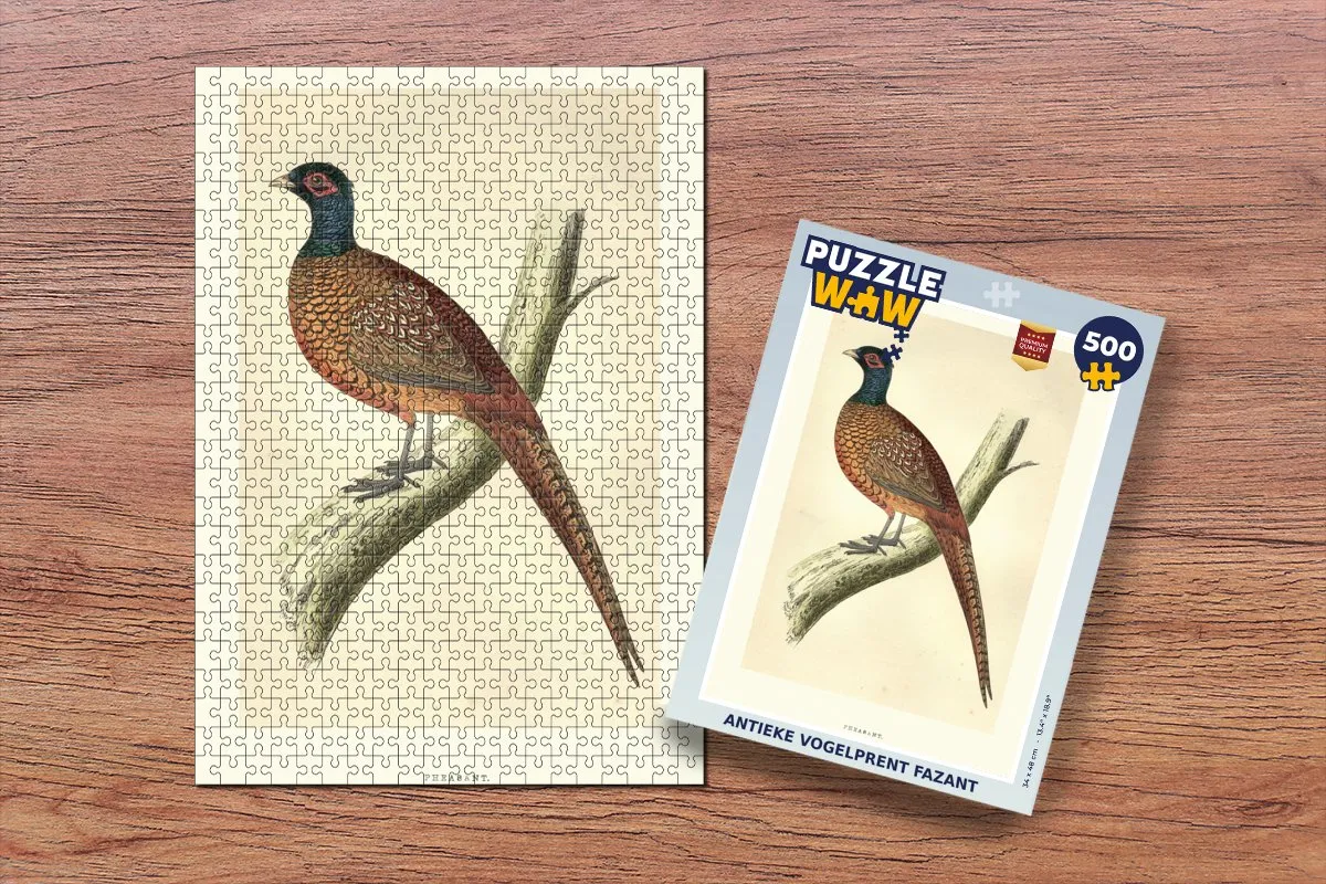 PuzzleWow Antieke Vogelprent Fazant Legpuzzel 500 Stuks - Multicolor