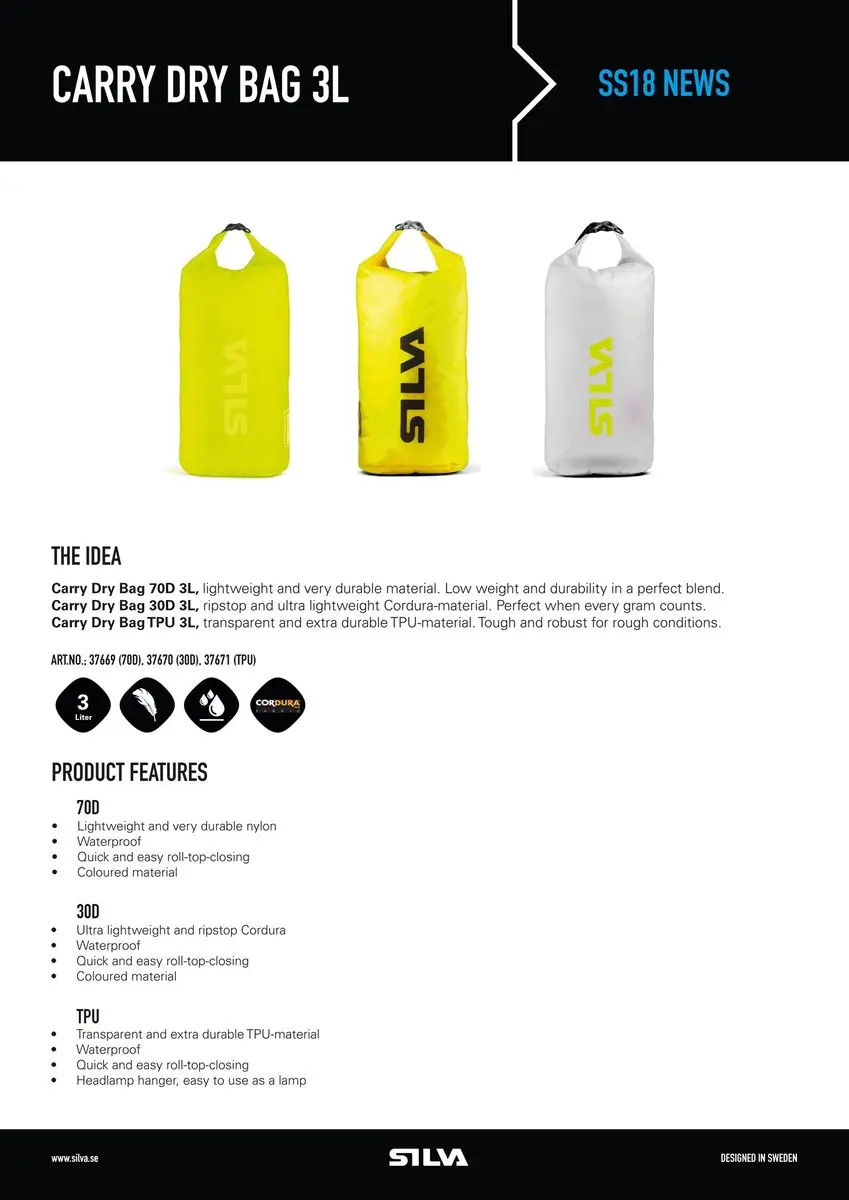 Silva Carry Dry Bag TPU 3L - Geel - afbeelding 5 van 6