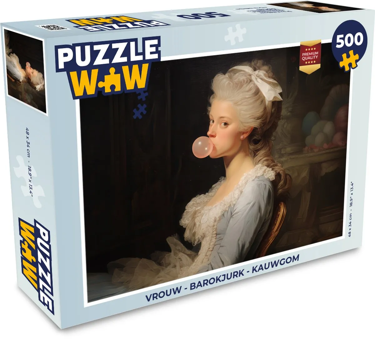PuzzleWow Vrouw Barokjurk Kauwgom Legpuzzel 500 Stuks - MPN 8721406840459