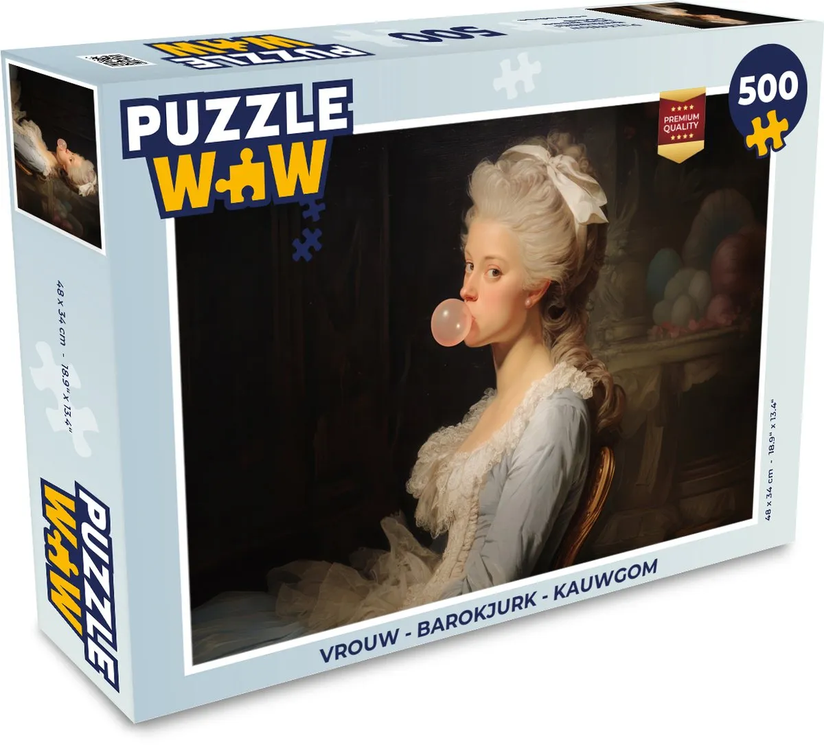 PuzzleWow Vrouw Barokjurk Kauwgom Legpuzzel 500 Stuks