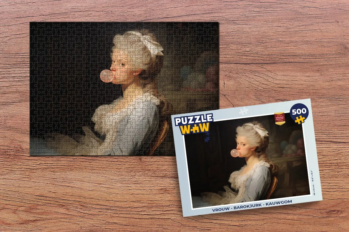 PuzzleWow Vrouw Barokjurk Kauwgom Legpuzzel 500 Stuks - MPN 8721406840459