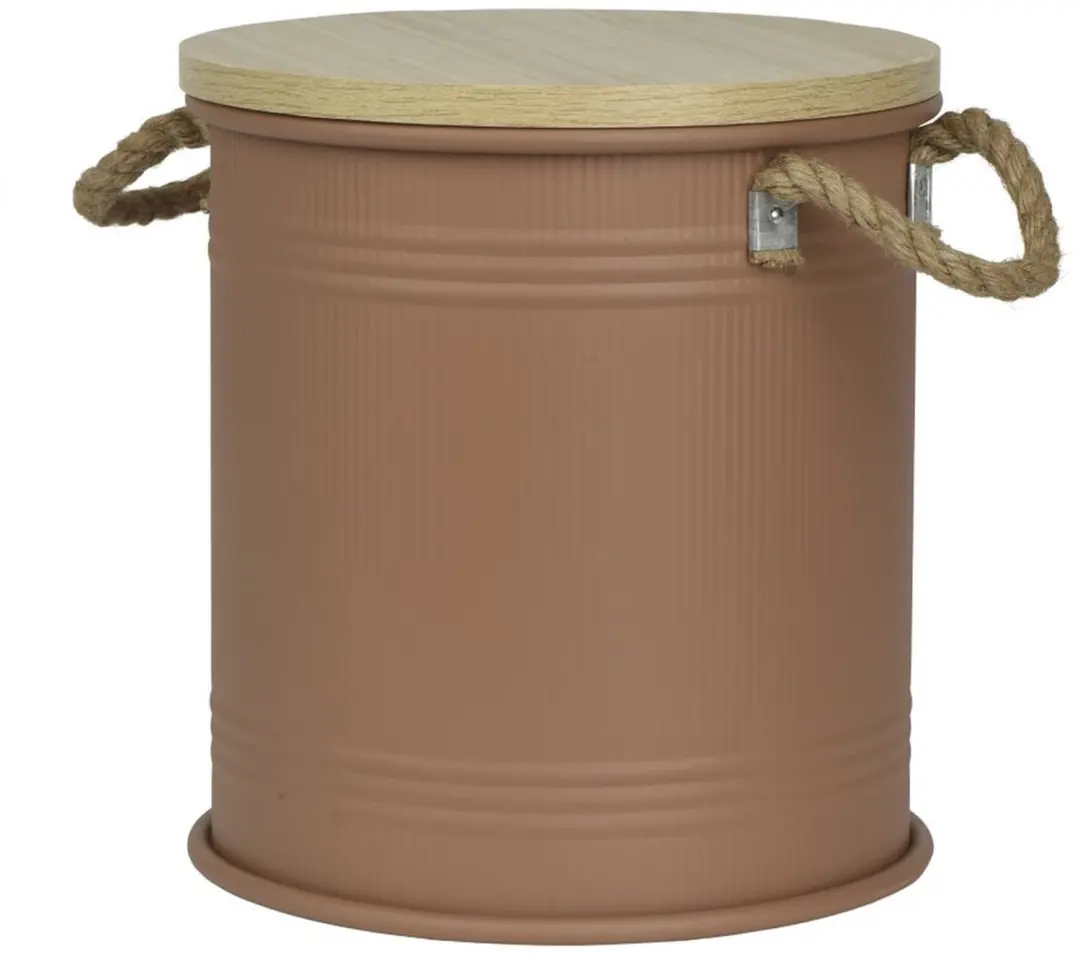 Kaemingk ijzeren ton met deksel bruin 30 cm hoogte 33 cm