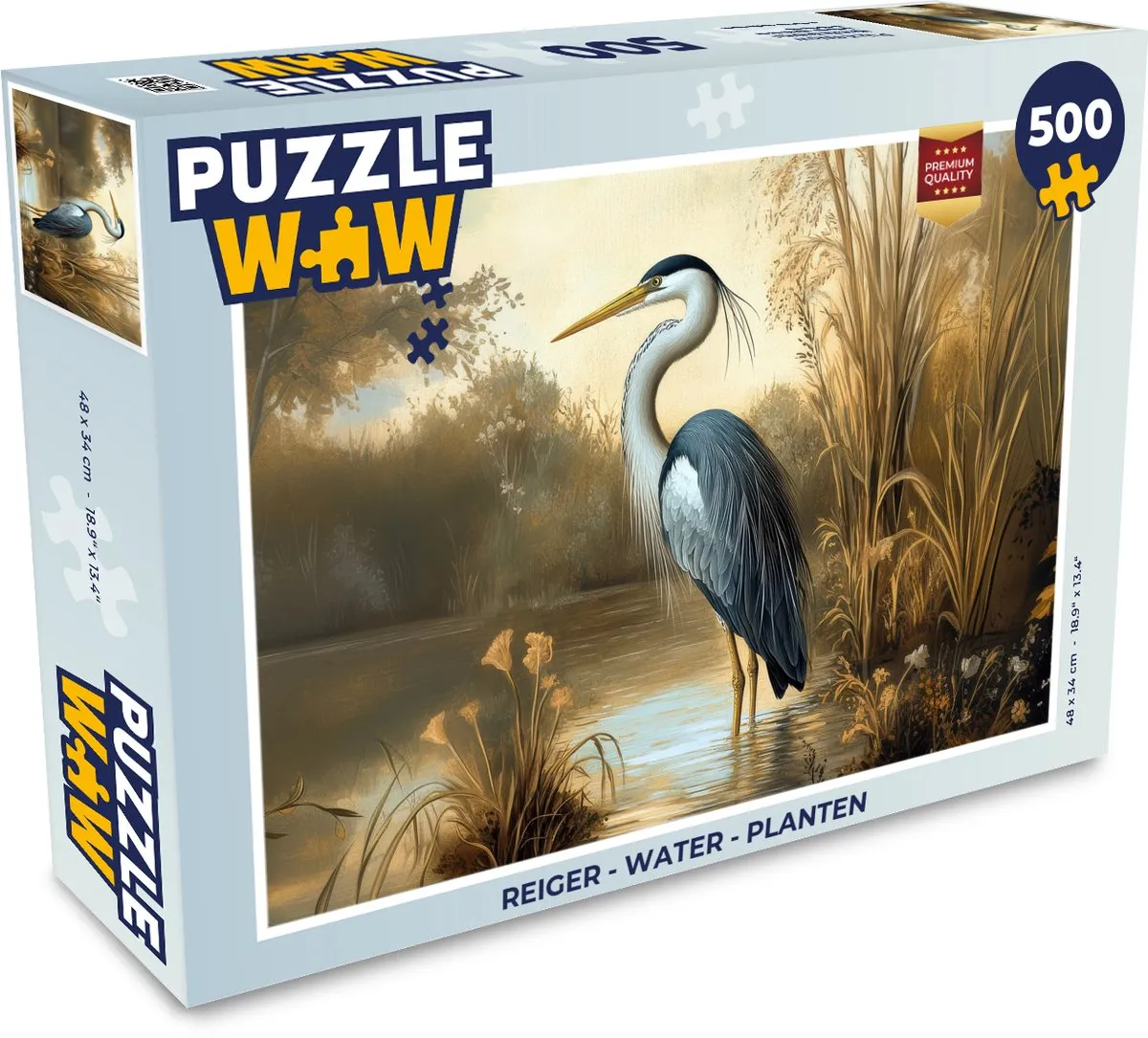 PuzzleWow Reiger Water Planten Legpuzzel 500 Stuks
