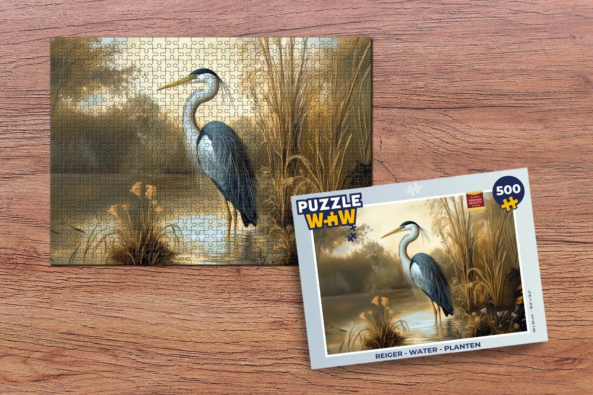 PuzzleWow Reiger Water Planten Legpuzzel 500 Stuks