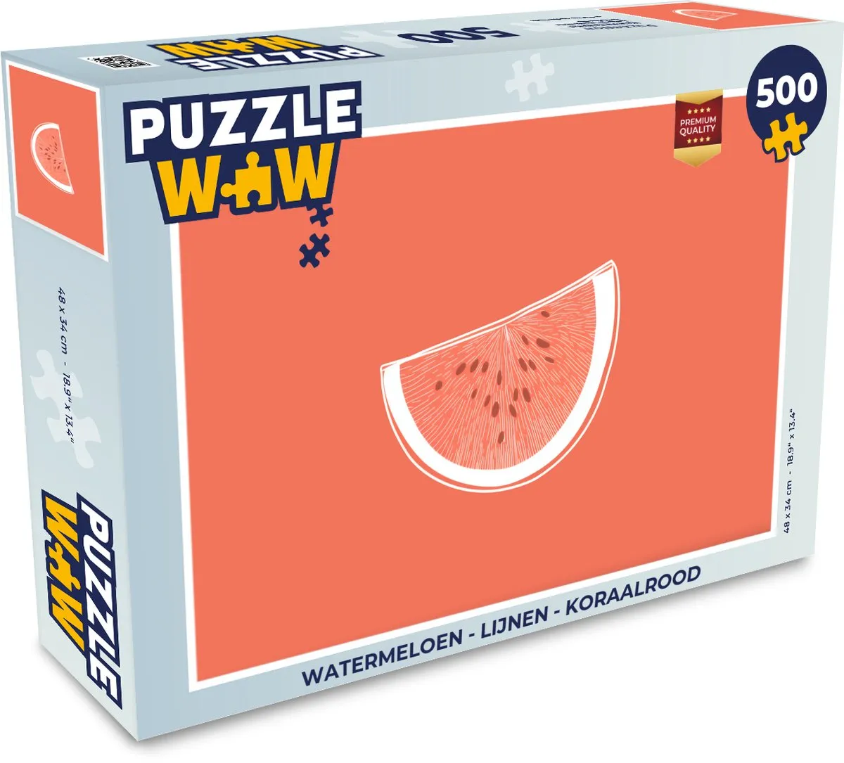 PuzzleWow Watermeloen Legpuzzel 500 Stuks - Koraalrood