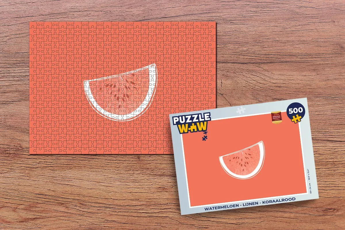 PuzzleWow Watermeloen Legpuzzel 500 Stuks - Koraalrood
