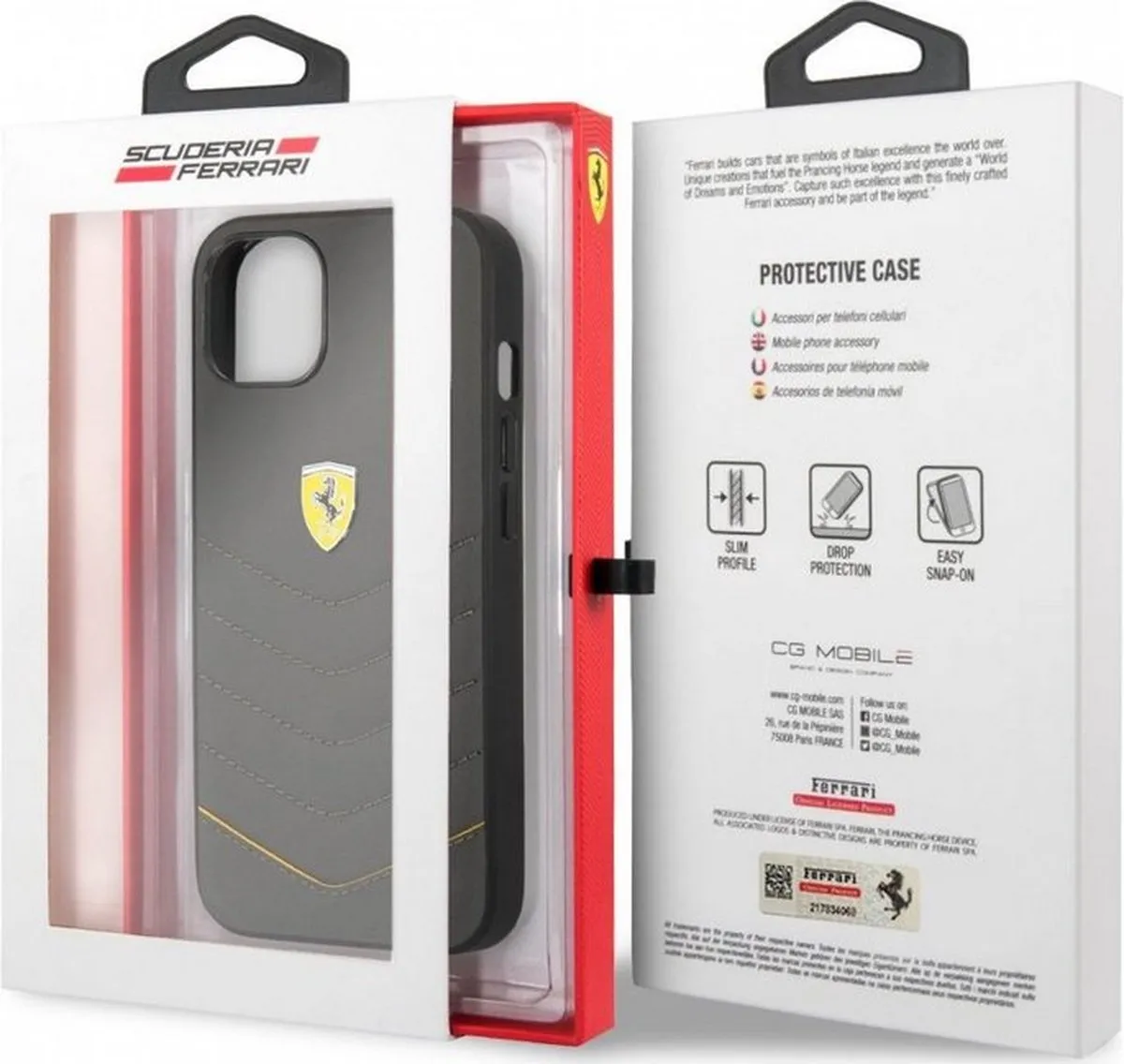 Ferrari Leather iPhone 13 Hoes Grijs - FESCI1361GR