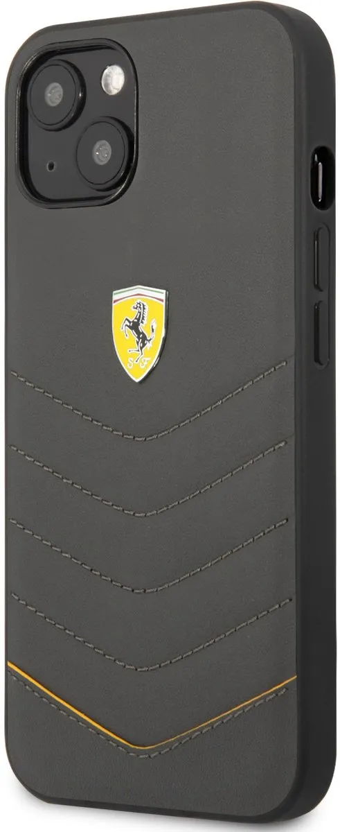 Ferrari Leather iPhone 13 Hoes Grijs
