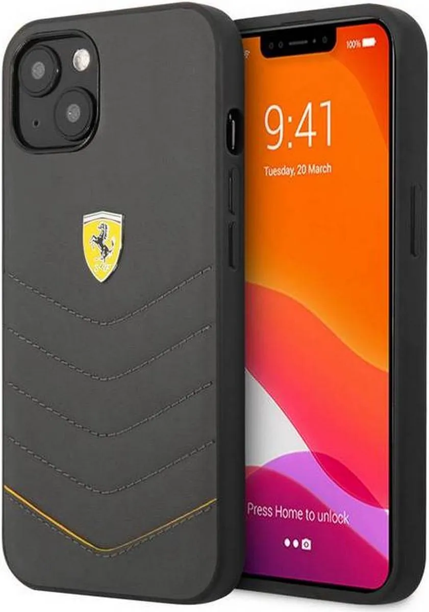 Ferrari Leather iPhone 13 Hoes Grijs - FESCI1361GR
