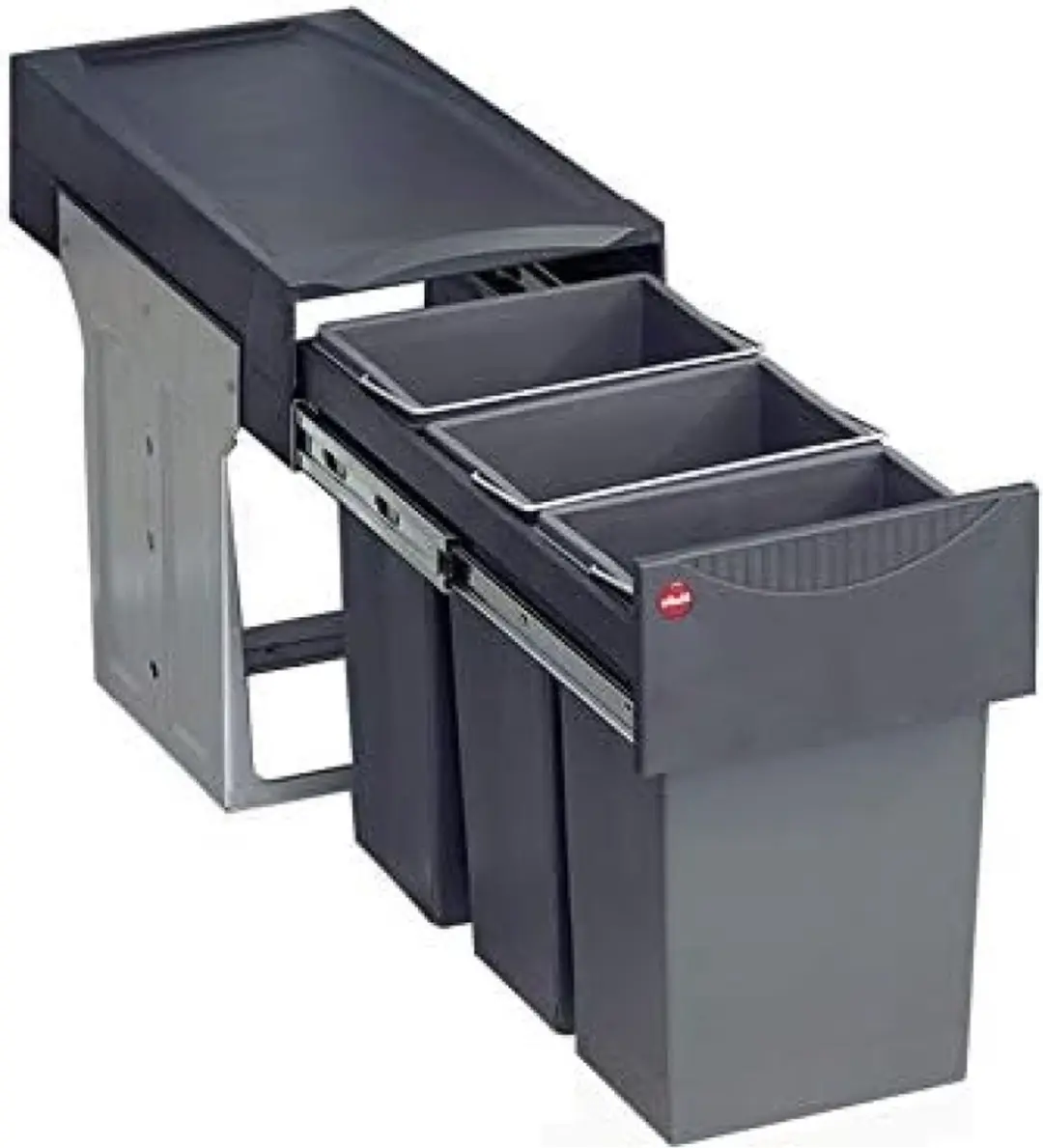Afvalemmer, voor kasten vanaf 300 mm breed, inbouw-vuilnisemmer 2 x 15 l, volled