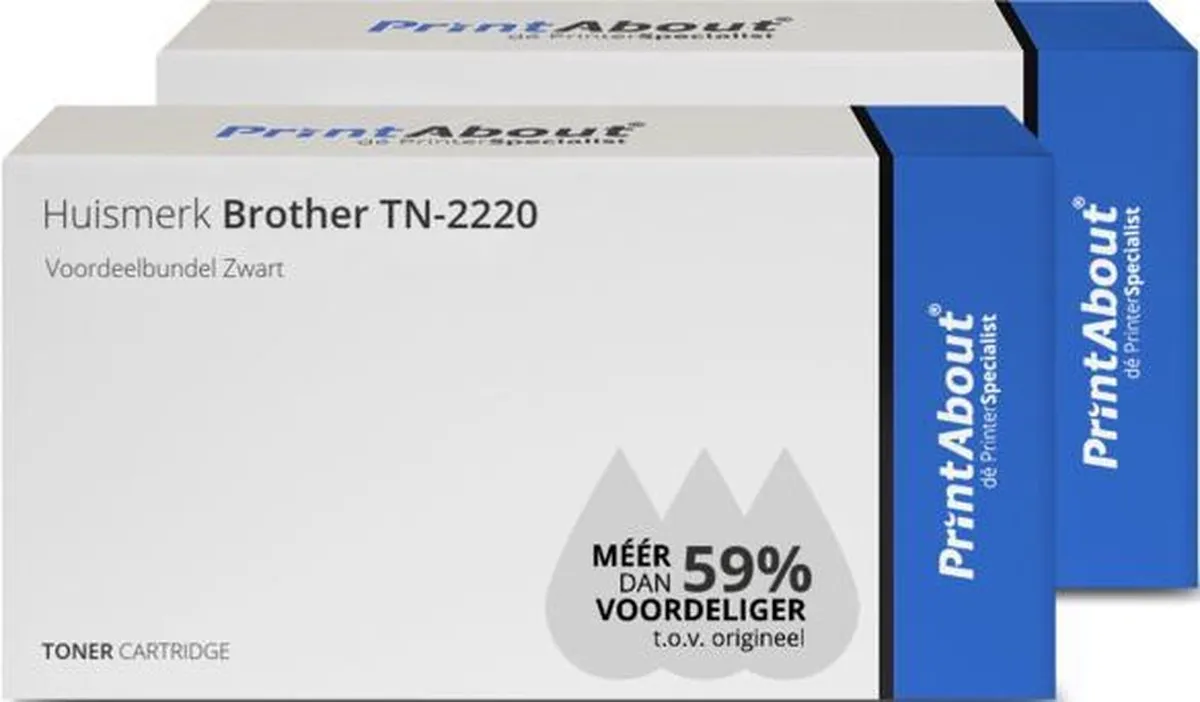 PrintAbout TN-2220 Toner Zwart - 2 Stuks