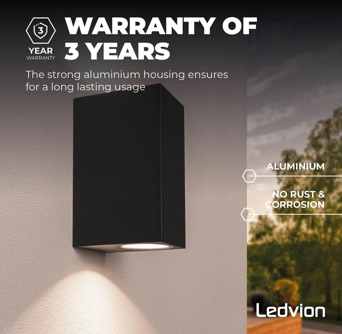 Ledvion LED Wandlamp Dimbaar 2x0.5W 2700K GU10 IP54 - Zwart