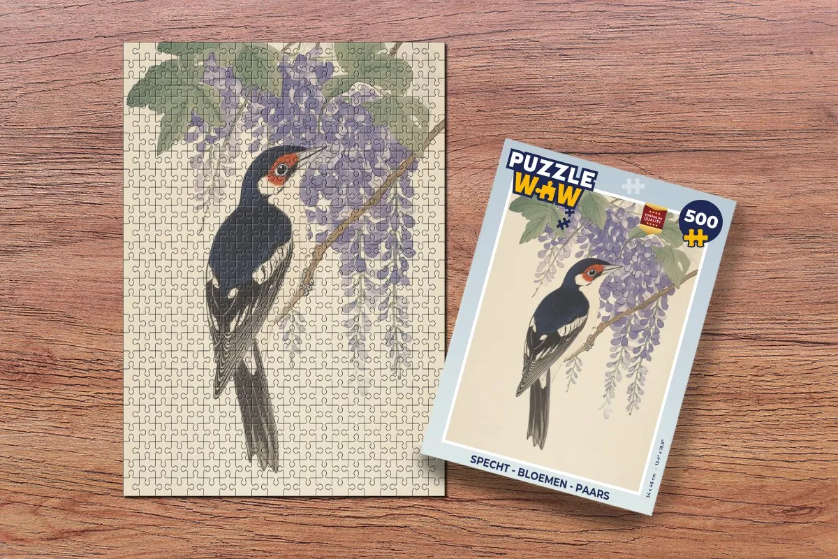 PuzzleWow Specht - Bloemen Legpuzzel 500 Stuks - Paars