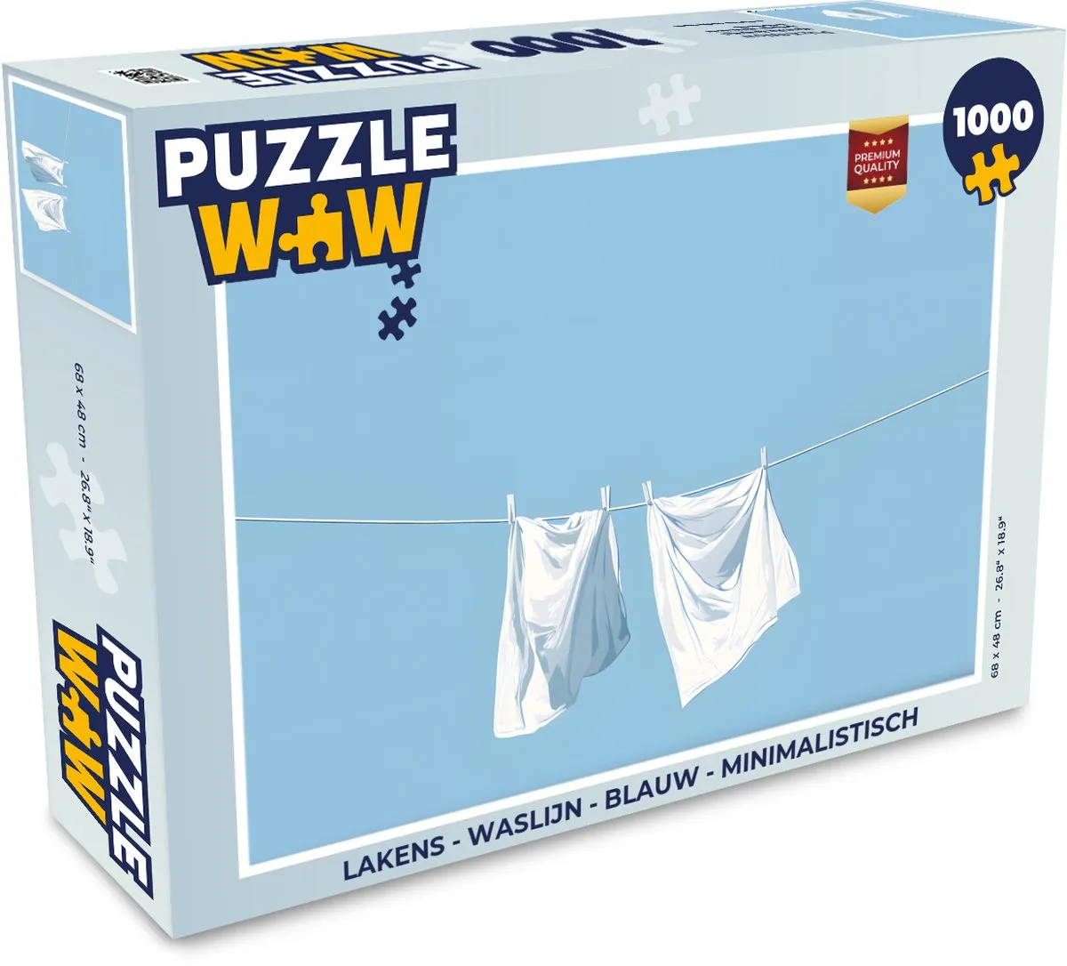 PuzzleWow Waslijn Lakens Puzzel 1000 Stuks - Blauw
