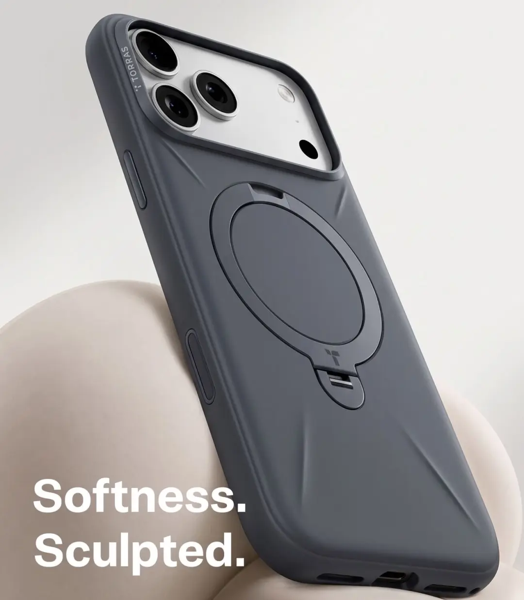 Torras Ostand Q3 Silicone Hoesje - iPhone 18 Pro - MagSafe - Donker Grijs - afbeelding 6 van 6