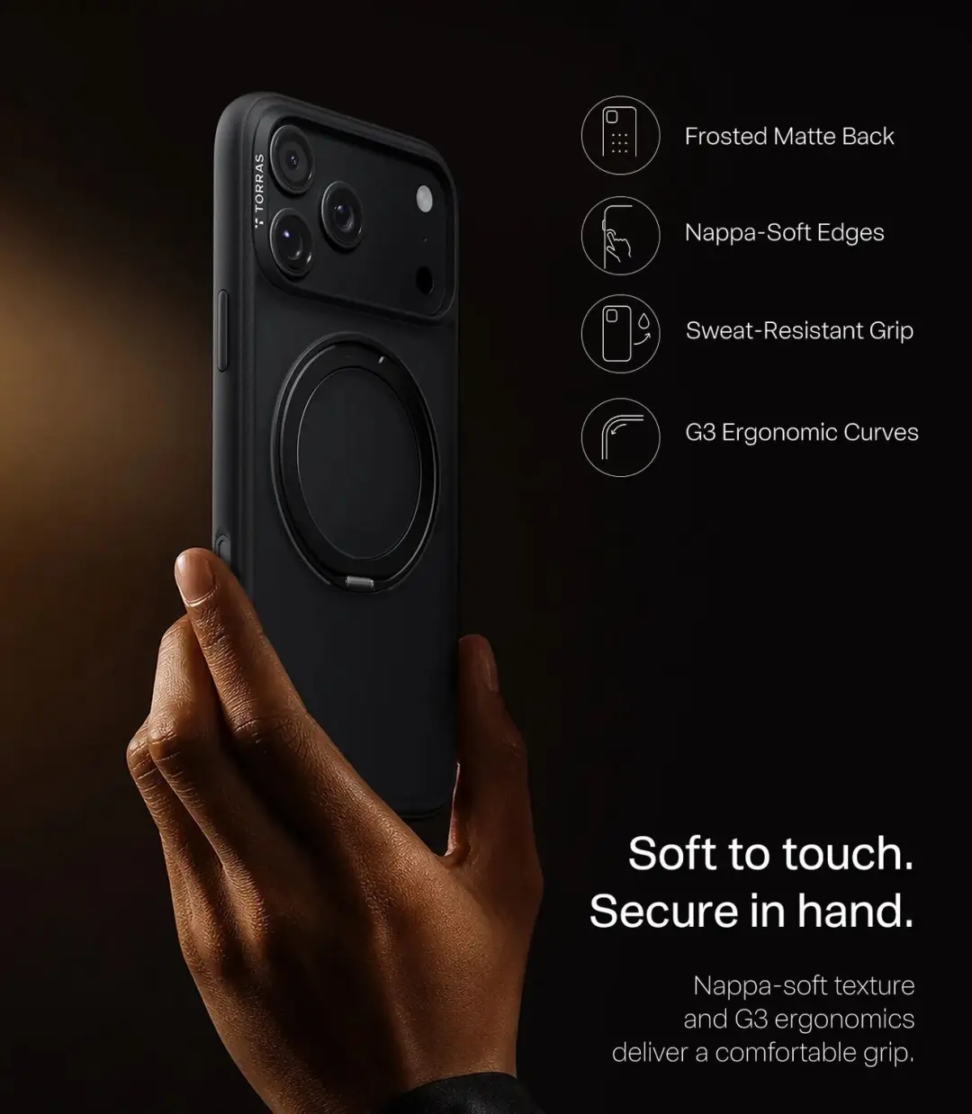 Torras UPro Ostand O1 Guardian Hoesje - iPhone 18 Pro - Zwart - afbeelding 5 van 6