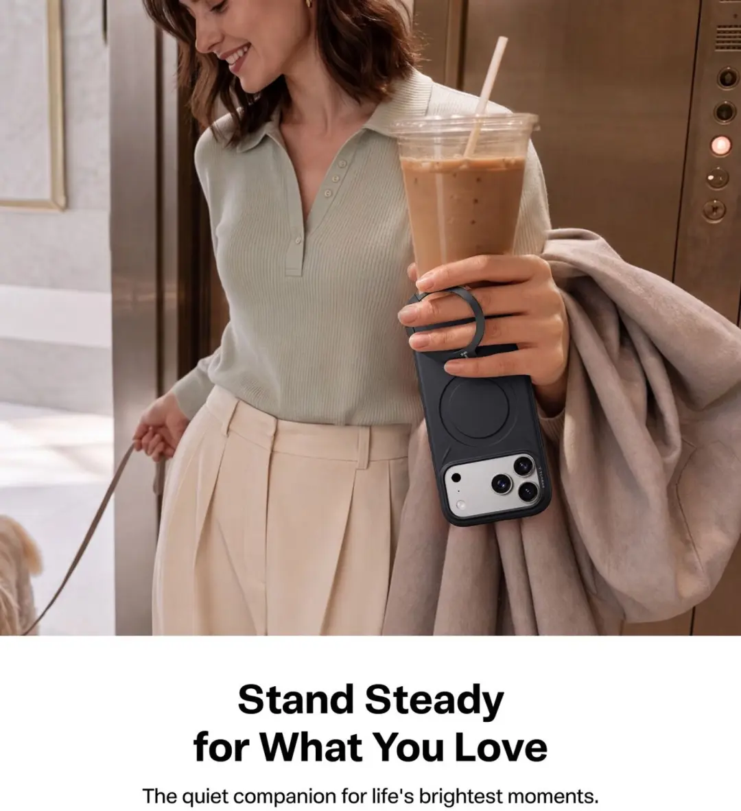 Torras Ostand Q3 Silicone Hoesje - iPhone 18 Pro Max - MagSafe Standaard - Donker Grijs - afbeelding 2 van 6