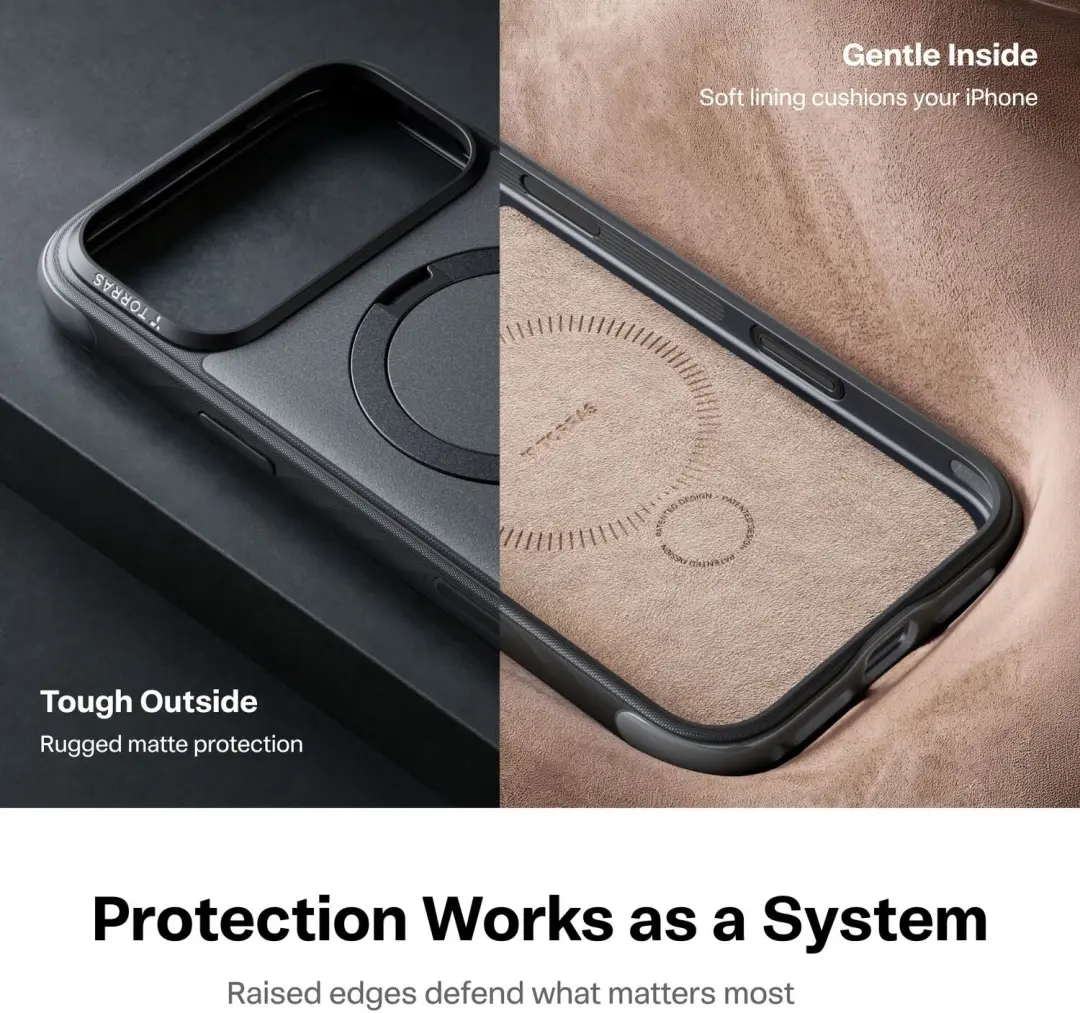 Torras Ostand Q3 Hoesje iPhone 18 Pro Max - MagSafe/Zwart - afbeelding 4 van 6