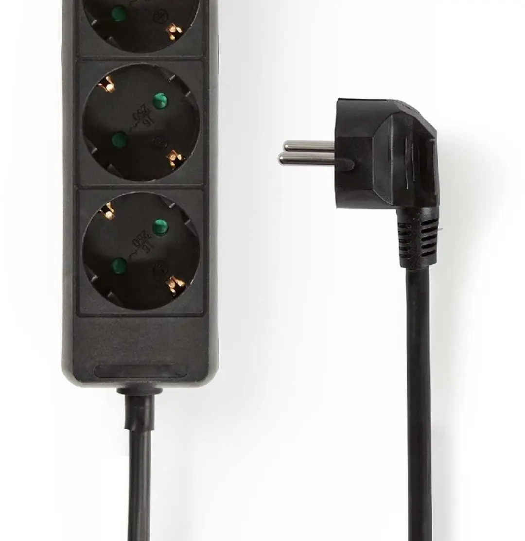 Nedis Randaarde Stekkerdoos 3-wegs 3m 3680W - Zwart - afbeelding 3 van 4
