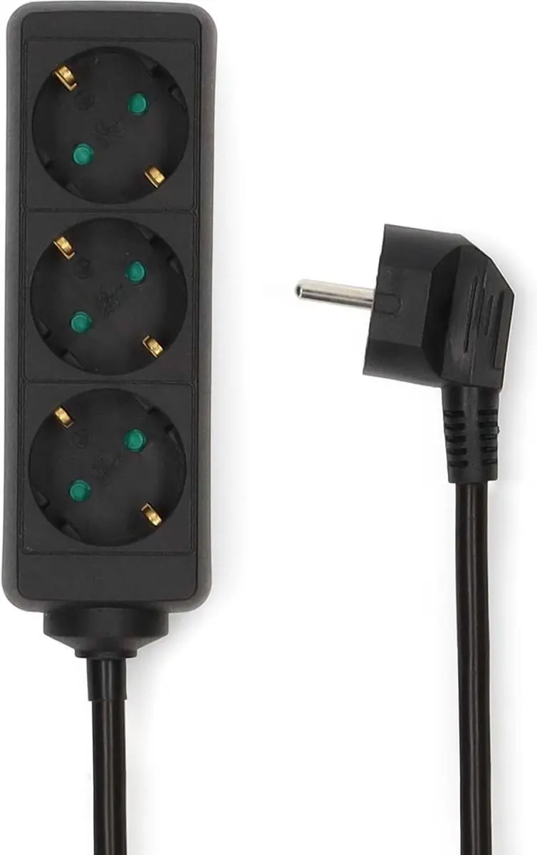 Nedis Randaarde Stekkerdoos 3-wegs 3m 3680W - Zwart - afbeelding 2 van 4