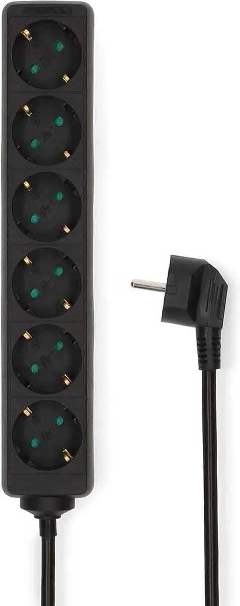 Nedis Randaarde Stekkerdoos 6-wegs 3680W 1.5m - Zwart - afbeelding 2 van 4