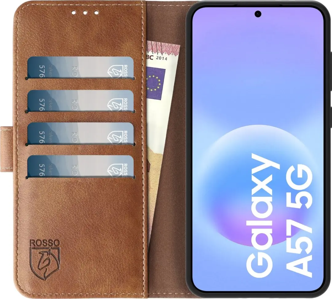 Rosso Element Wallet Book Case Samsung Galaxy A57 - 3 Pasjes - Bruin - afbeelding 3 van 6