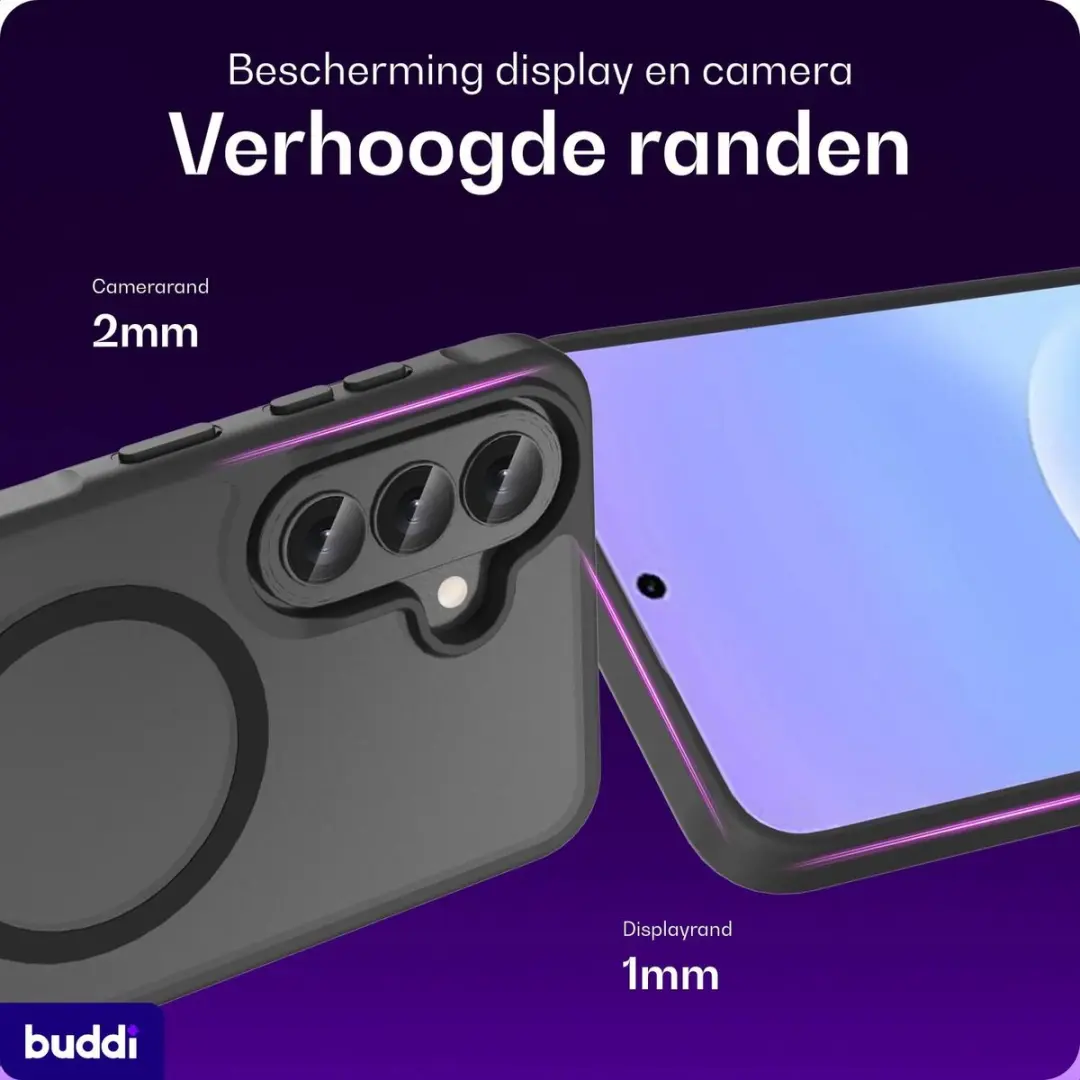 Buddi Frost Hoesje Samsung Galaxy A57 - Mat Zwart - MagSafe - afbeelding 3 van 6