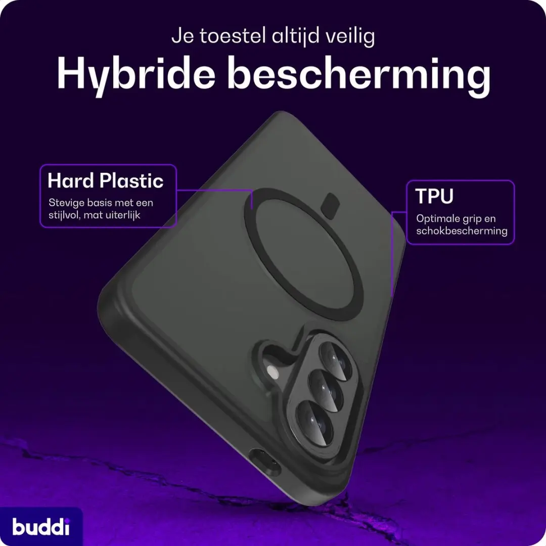 Buddi Frost Hoesje Samsung Galaxy A57 - Mat Zwart - MagSafe - afbeelding 4 van 6