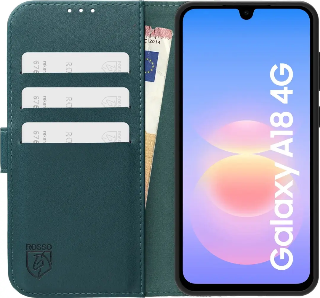 Rosso Element 264395 Hoesje Samsung Galaxy A18 - Groen - 3 Pasjes - afbeelding 5 van 6