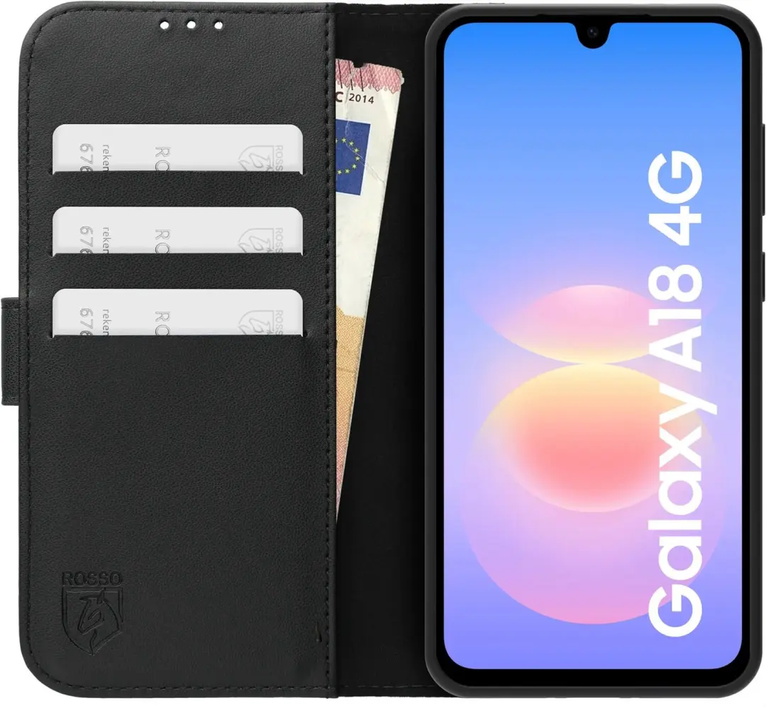 Rosso Element 264400 Hoesje Samsung Galaxy A18 - Zwart - 3 Pasjes - afbeelding 5 van 5
