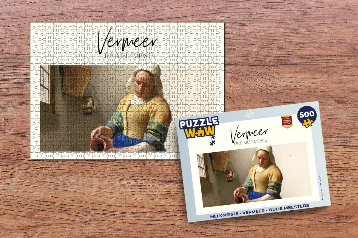 PuzzleWow Melkmeisje Vermeer Legpuzzel 500 Stuks - Multicolor