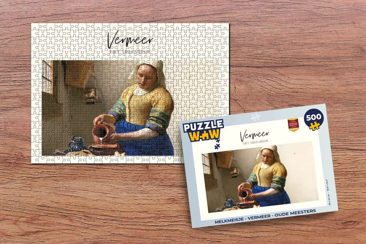 PuzzleWow Melkmeisje Vermeer Legpuzzel 500 Stuks - Multicolor