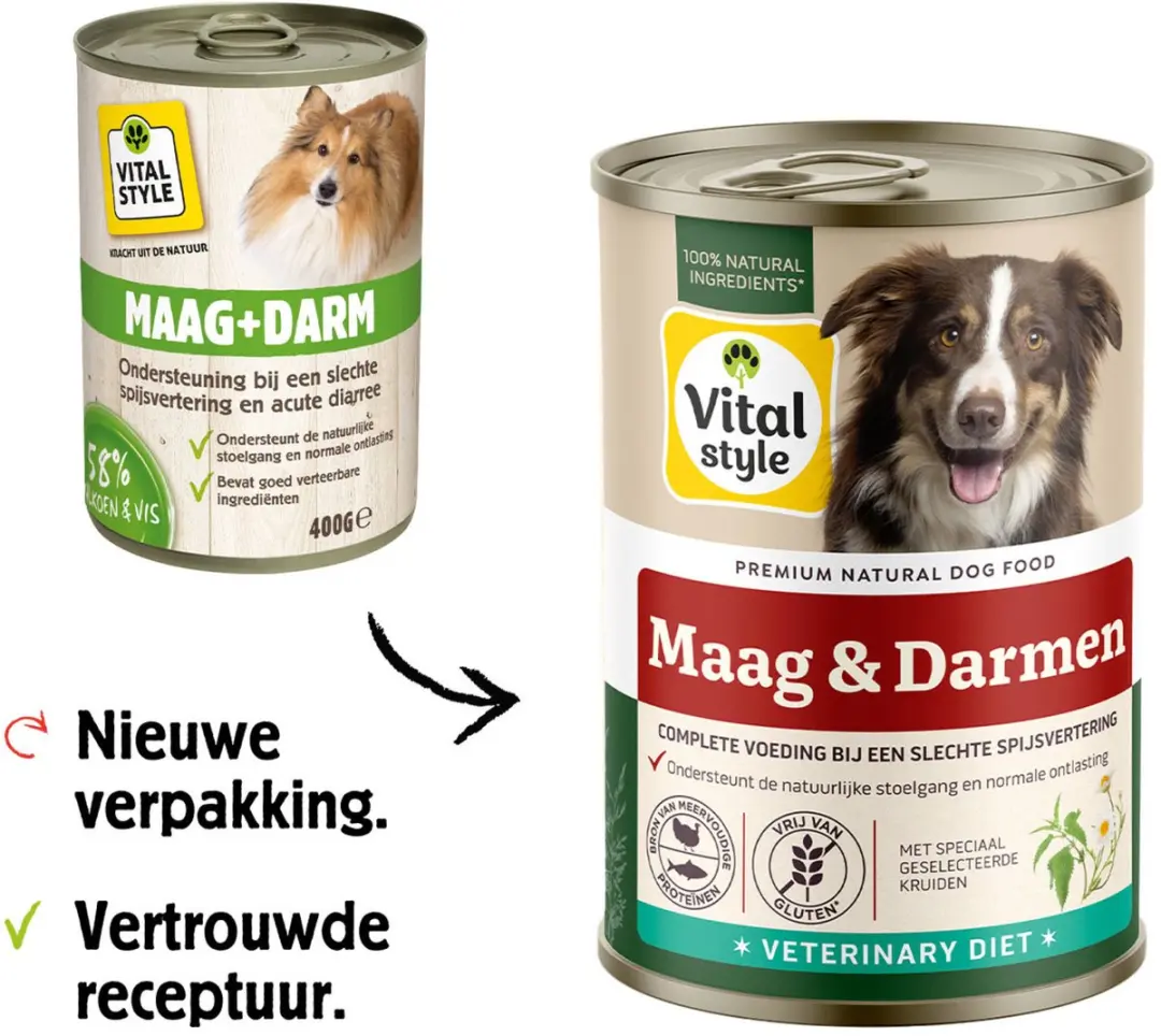 Vitastyle Natvoer Volwassen Hond Maag & Darm 400g - 6 Stuks