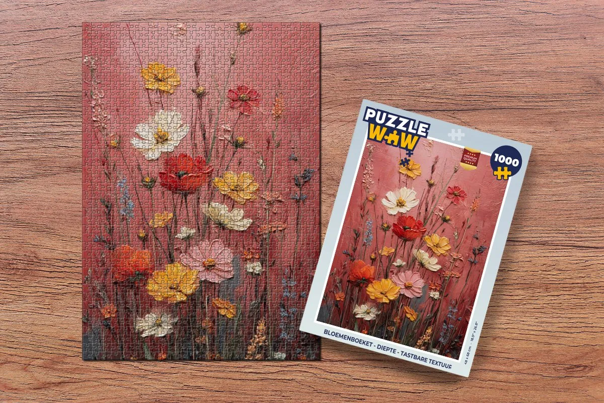 PuzzleWow Bloemenboeket Legpuzzel 1000 Stuks - Tastbare textuur