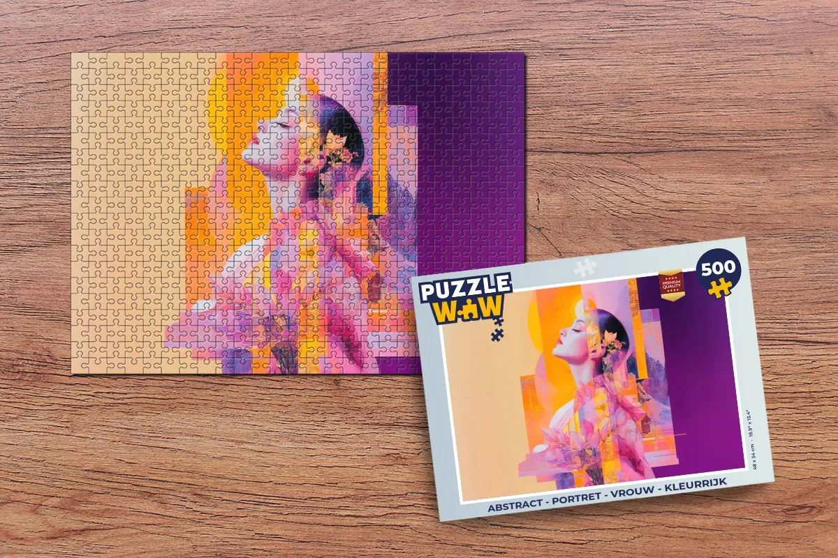 PuzzleWow Abstract Vrouw Legpuzzel 500 Stuks - Kleurrijk