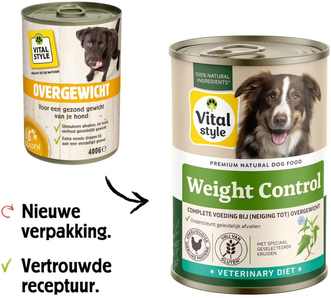 Vitastyle Natvoer Volwassen Hond Overgewicht 400g - 6 Stuks