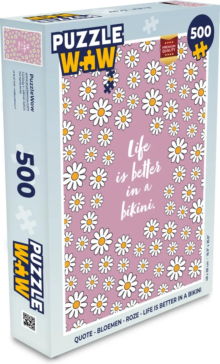 PuzzleWow Quote Bloemen Roze Legpuzzel 500 Stuks